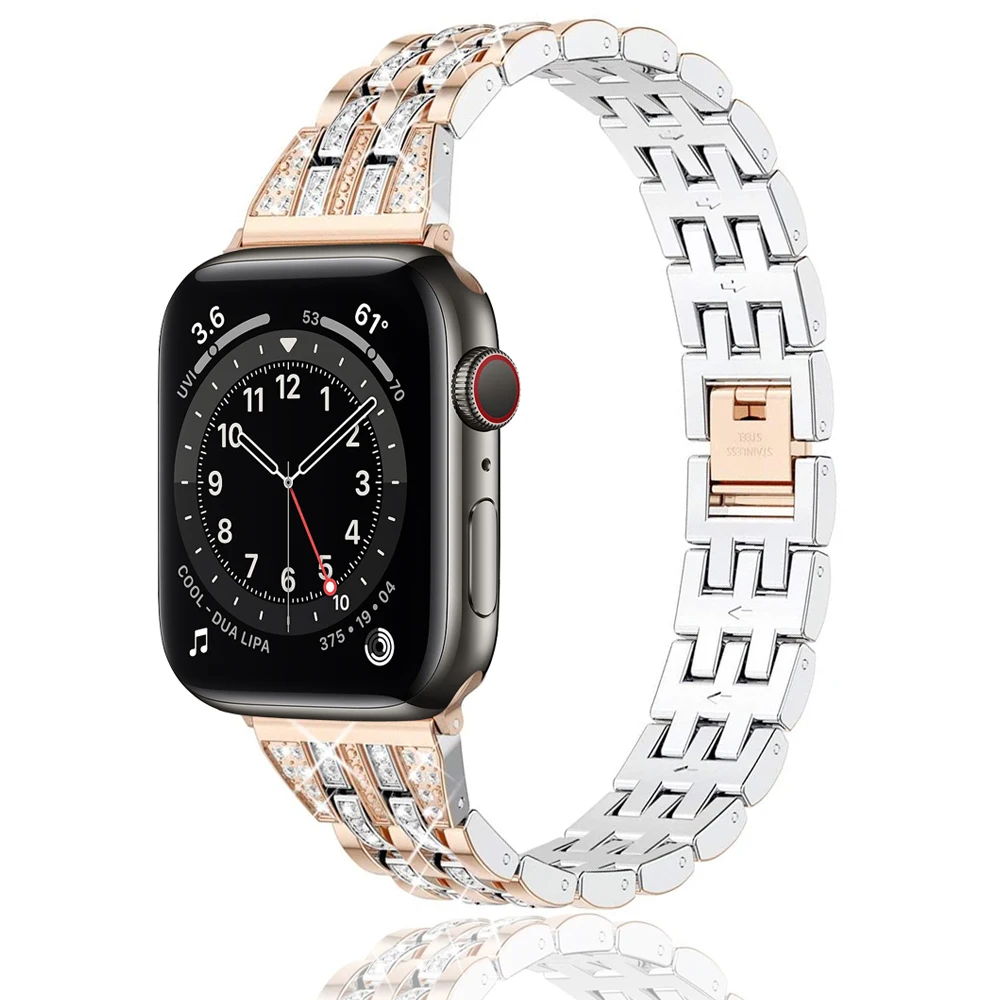 

bling bands for apple watch band 6 5 4 SE 40mm 44mm strap women bracelet for iwatch 3 38mm 42mm Jewelry watchbands silm correa