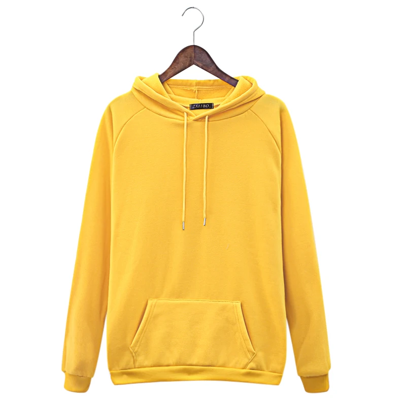yellow Осенняя и зимняя новинка, Повседневная Женская толстовка с капюшоном, длинный рукав, Желтая Женская свободная толстовка с капюшоном, женское плотное пальто с капюшоном - Цвет: yellow