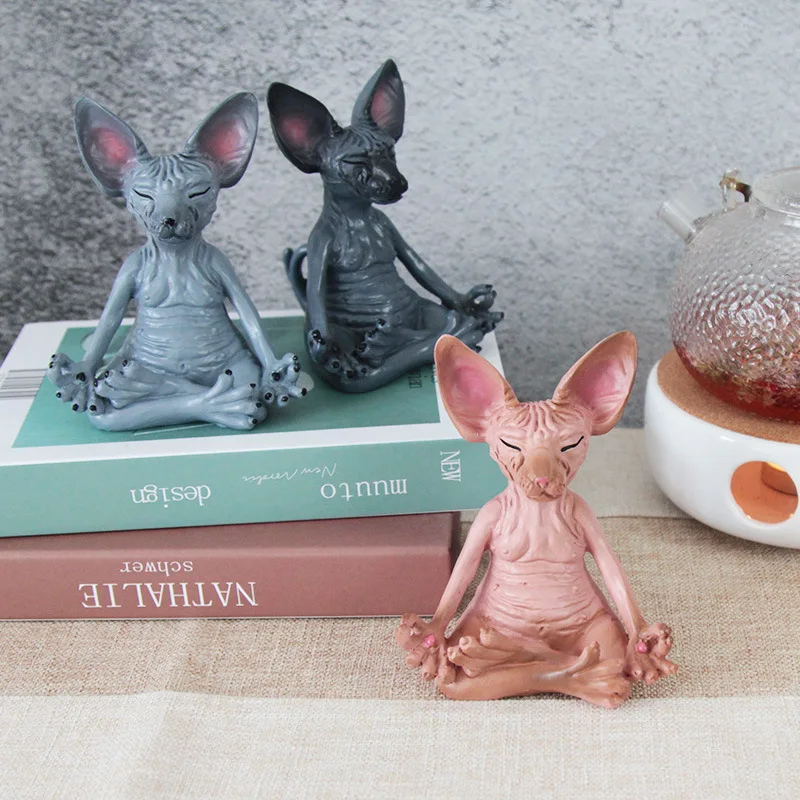

Cute Ornaments Meditation Cat Resin Toy Home Desktop Decoration Crafts