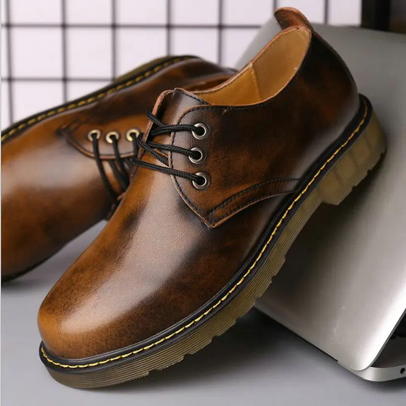 Top Quality Brand Men Flats Fashion Dress Leather Casual Work Genuine Shoes Men's Oxford Formal A54-30 | Обувь
