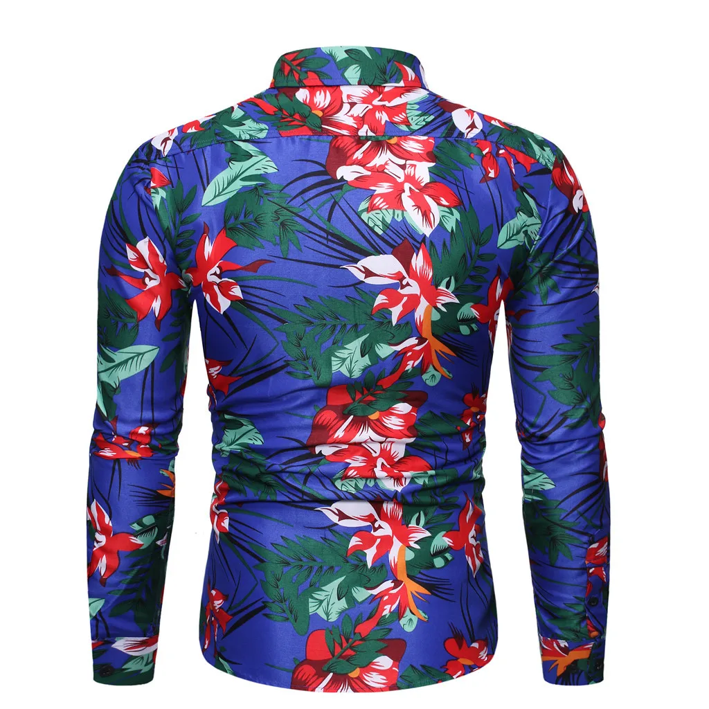 

Loldeal Casual Formal Shirt Men Long Winter Printed Trun-Down Collar Button Solid Long Sleeve Top Blouse Dress Shirts