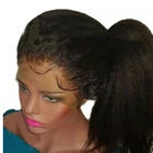 Натуральные черные прямые синтетические волосы Yaki средней части, парики из высокотемпературных волос для черных женщин, предварительно выщипанные