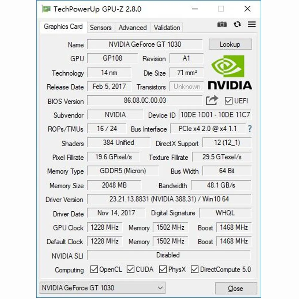 Yeston Gt 1030 2 ГБ Gddr5 видеокарты Nvidia Pci Express 3,0 настольный компьютер ПК видеоигровая видеокарта