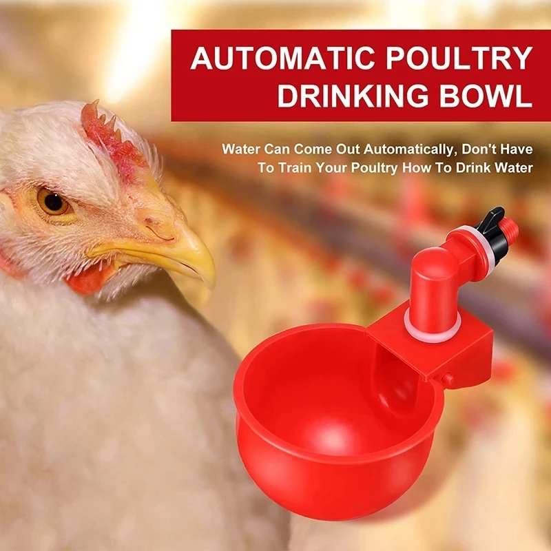 

4/6pcs Chicken Watering Cup Automatic Filling Waterer Poultry Drinking Bowl Thread Watering Feeder Cup for Chicken