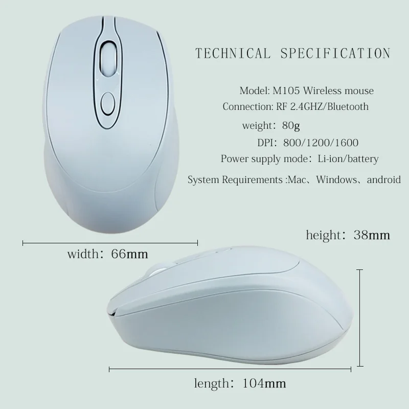 Мышь компьютерная беспроводная оптическая 2 4 ГГц 800/1200/1600 DPI|Мыши| |