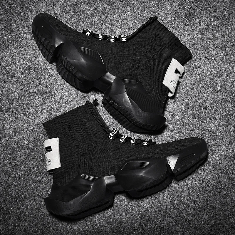 Высокие модные мужские кроссовки-носки дышащие кроссовки на толстой подошве