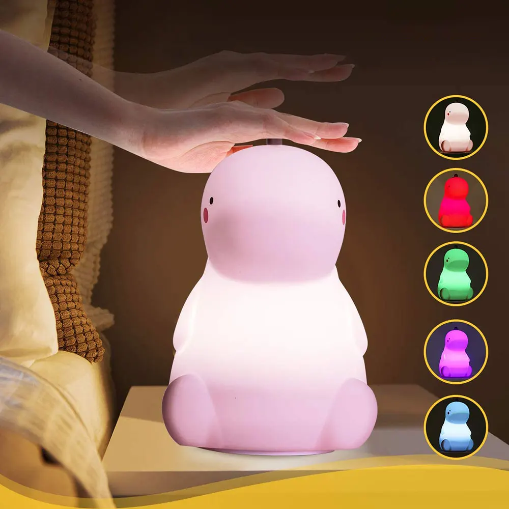 

Cute Dinosaur LED Night Light Silicone Pat Light Colorful Night Lamp Color Changing Silicone Baby Night Light Kids Children Gift