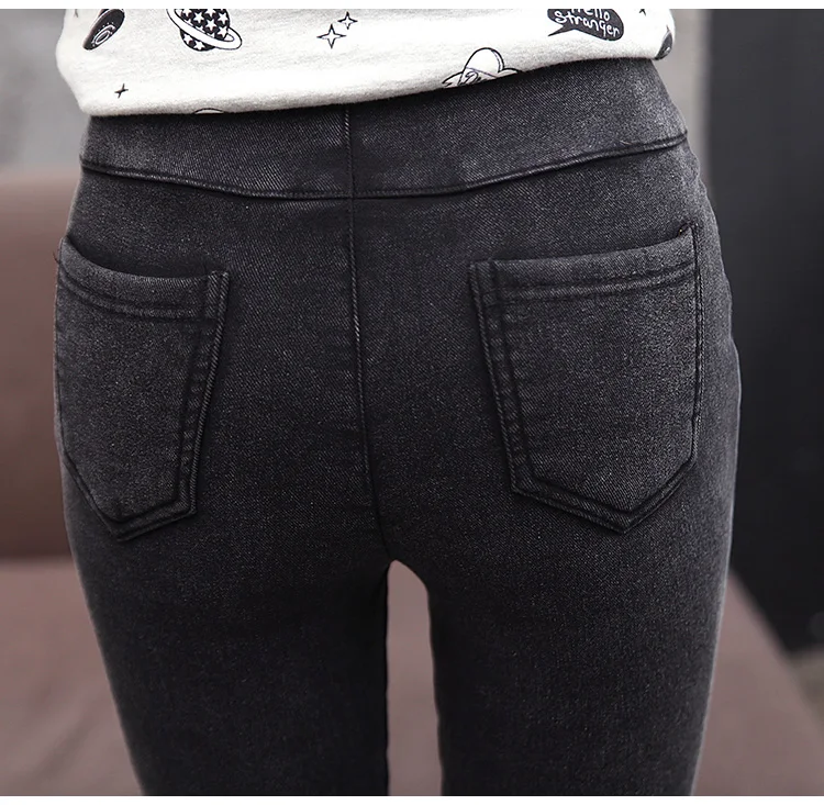 1717# Nailing Autumn Stretch Washed Denim Maternity Pants High Waist Adjustable Belly Pencil Pants for Pregnant Women Pregnancy