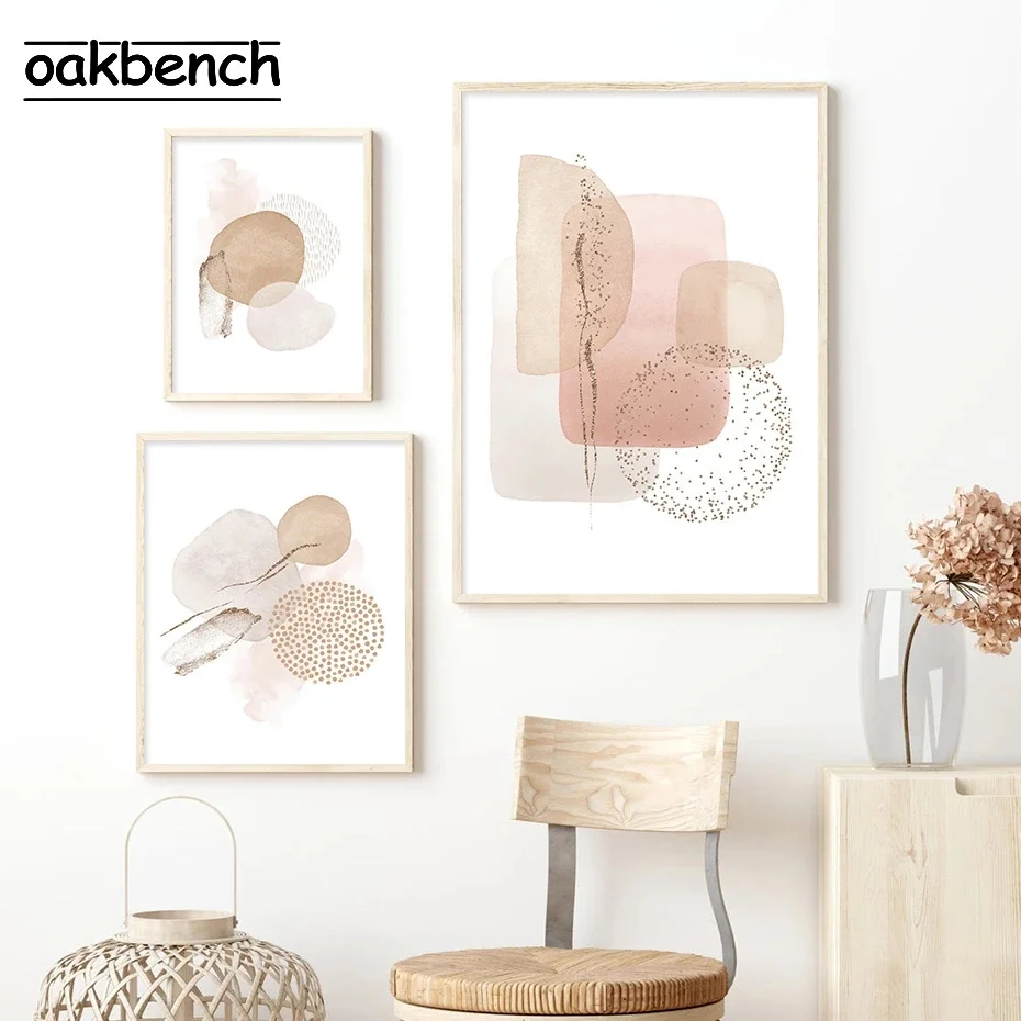 

Boho Poster Geometric Canvas Painting Pink Beige Art Prints Abstract Posters Modern Print Nordic Wall Pictures Living Room Decor