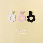 Серьги-гвоздики QUMENG в Корейском стиле женские, Милые простые акриловые серьги с цветами, геометрический дизайн, вечерняя романтическая бижутерия, хороший подарок