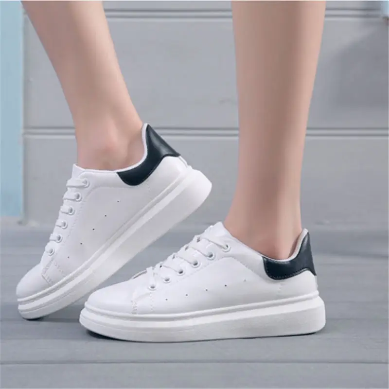 A Женская обувь; zapatillas muje; белые кроссовки на платформе; женская брендовая спортивная обувь для бега; женские кроссовки из натуральной кожи; scarpe donna - Цвет: A