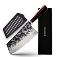 everrich 7cleaving knife professional kitchen knife black hammering pattern blade japanese 5cr15mov high carbon knives gift box