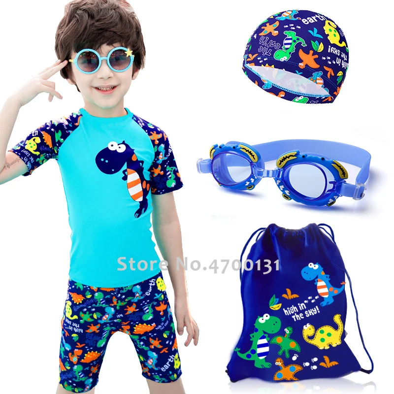 Детский купальный костюм с динозавром из мультфильма для мальчиков защитой от