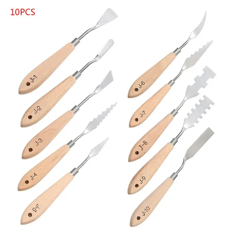 

10pcs Stainless Steel Palette Scraper Paint Knives Blade for artist Oil Acrylic Painting 32CA