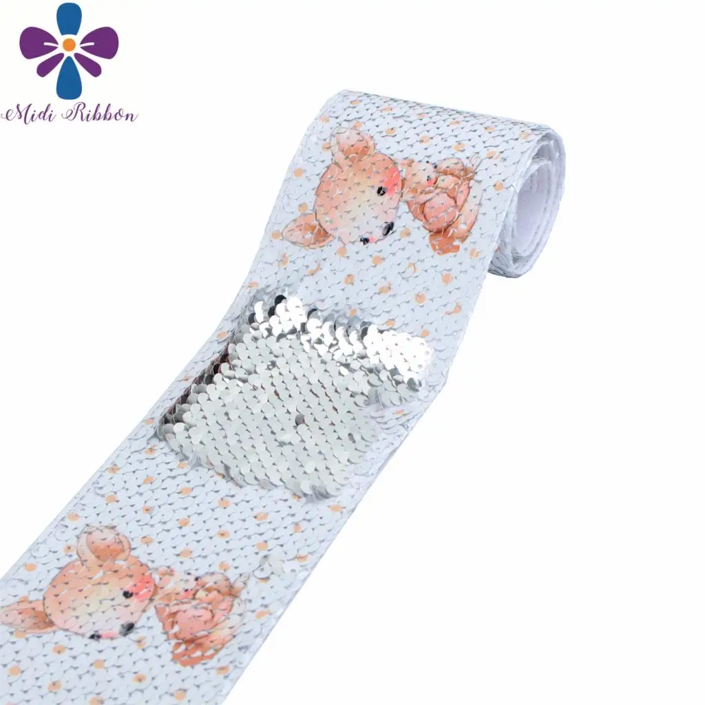 Лента для волос панда двухсторонняя серебристая лента с пайетками 3 дюйма 75 мм в