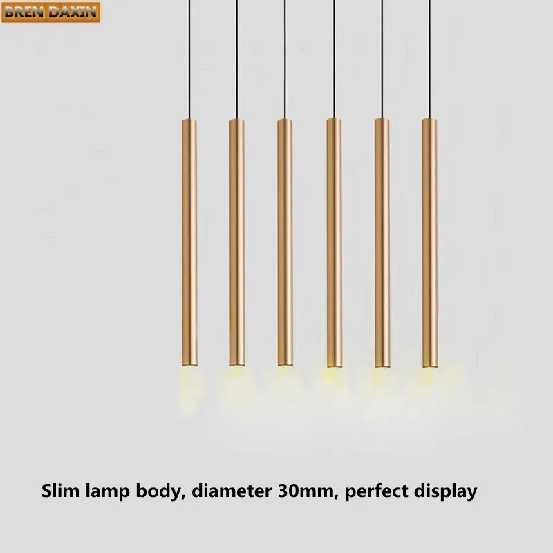 Приглушаемая светодиодная люстра в скандинавском стиле с длинной трубкой