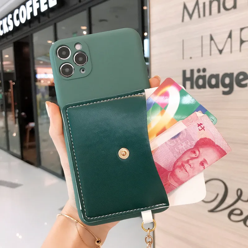 

Wallets Silicone Card Slot Phone Case for IPhone 11 Pro Max 12Mini 12Pro Max X XR XS 6 7 8 Plus SE 2020 Soft Silicone Phone Case