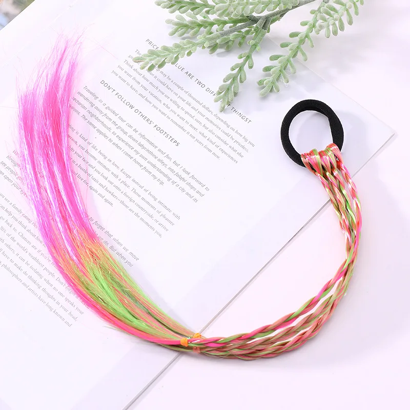 

New Girls Colorful Wigs Ponytail Hair Ornament Headbands Rubber Bands Beauty Hair Bands Headwear Kids Hair Accessories Head Band