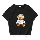 Короткий Повседневный Топ из 100% хлопка с изображением медведя, астронавта, космоса, женская футболка, женская одежда в стиле Харадзюку