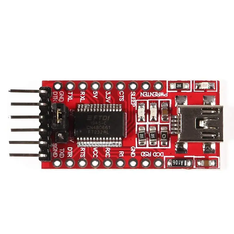 Модуль адаптера последовательного преобразователя FT232RL FTDI Mini USB в TTL 3 В 5 шт. |
