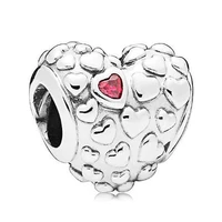 genuine 925 sterling silver charm mum in a million embellished with raised hearts beads fit pan bracelet necklace jewelry