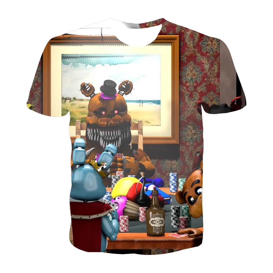 

Kids T-shirt Freddy Five Nights 3D Printing Boys and Girls T-shirts FNAF Street Fashion Round Neck Loose Edition Boys