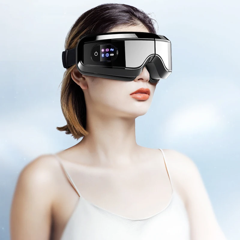 للبيع العين مدلك بلوتوث شحن Eyecare أداة ضغط الهواء الاهتزاز لصقة تسخين العين الطلاب مدلك