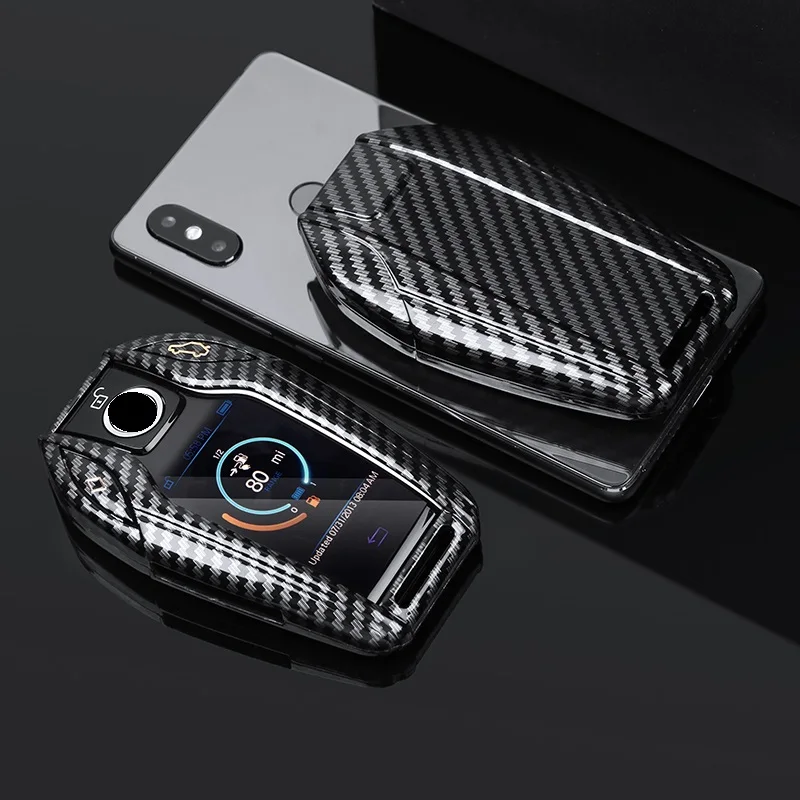 Глянцевый чехол для автомобильного ключа из углеродного волокна ABS со