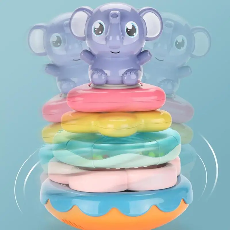 

Baby Enlightenment Elephant Tumbler Educational Toys Kids Interactive Stacking Ring Tower Early Learning Toy Gift