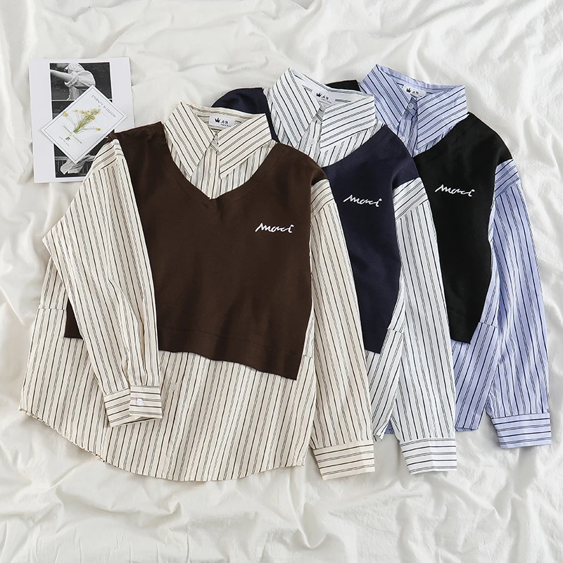 Японо Стиль искусственные в стиле ретро Двойка рубашки женский дизайн нишу