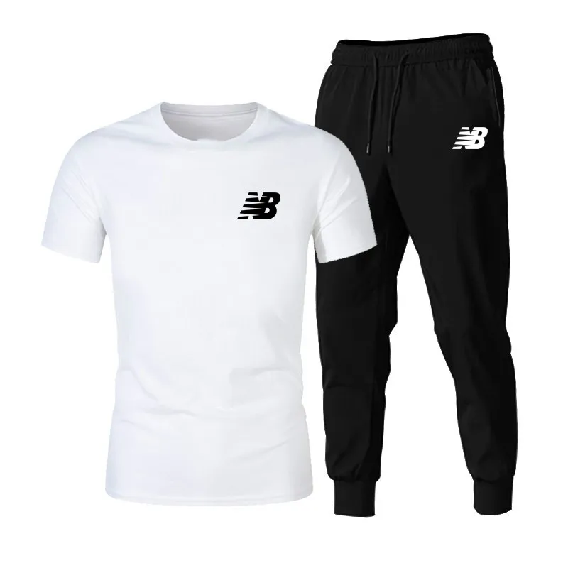 

Men's Sports Suit Men's Casual Suit T-shirt + Sports Pants 2-piece Suit 2021 Brand Fitness Men's And Women's Sportswear