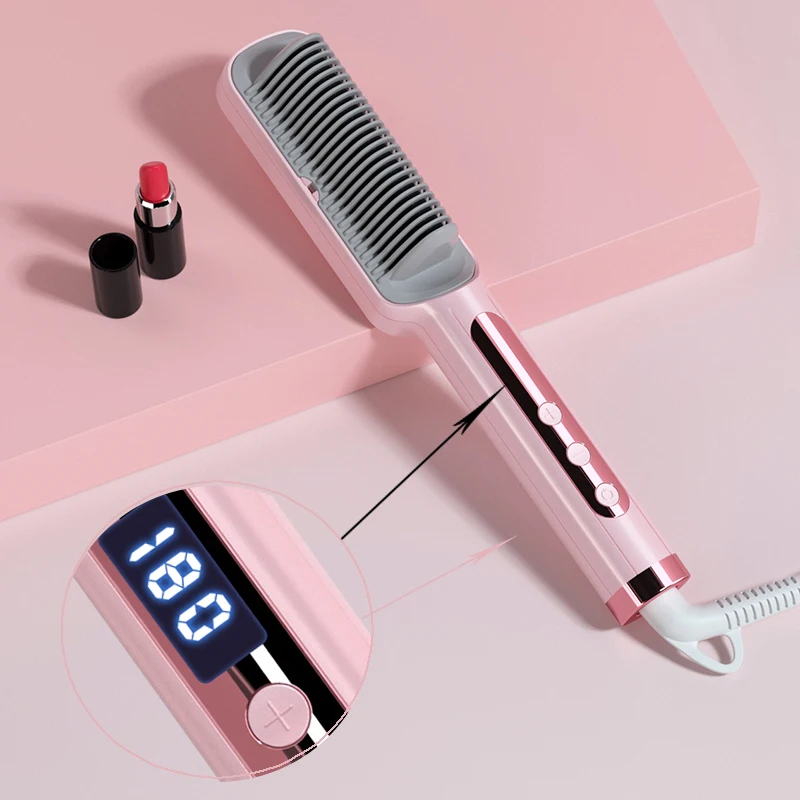 

Hair Straightener Ceramic Comb Heated Profissional Hot Combs Hair Brush For Women Electric Hair Curling Iron For Beauty Salon