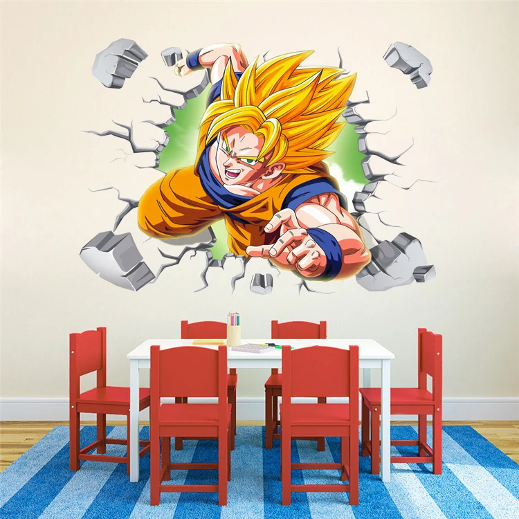 Наклейка s Виниловая Наклейка Декор Dragon Ball Z Гоку мультфильм 3D дети аниме разбиться настенное украшение для комнаты мальчик девочка стена