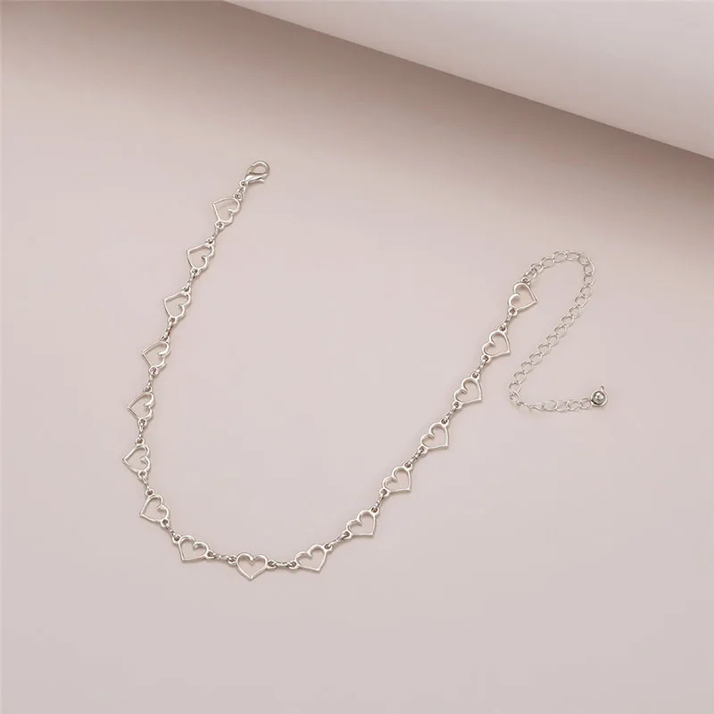 

Gothic Sweet Love Heart Small Choker Necklace Statement Girlfriend Women Gift Korean Cute Silver Color Chain Best Couple Jewelry