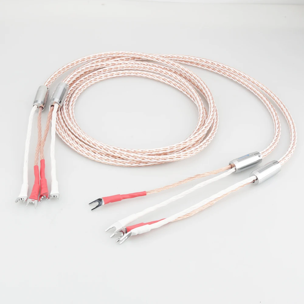 

New OCC 8TC speaker cable, speaker amplifier HiFi connection cable Y-Y / Banana plug-Banana plug / Y-Banana plug