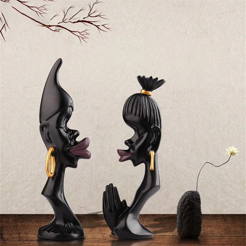 

Creative Black Ornamental Fashion Living Room Tv Cabinet Wine Cabinet House Craftsmanship Decoration Furnished African couple