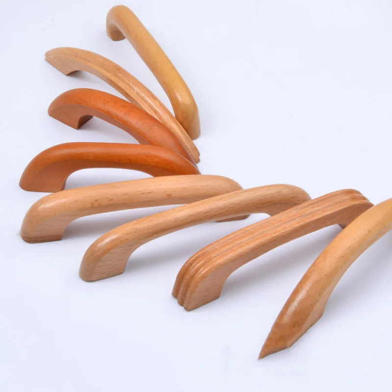 5 шт./компл. твердой древесины кухонного шкафа ручки и древесный гриб мебель