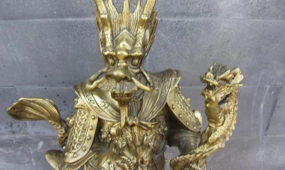 

Счастливый Китайский миф из чистой латуни, медный дракон, лорд, король, дождь, Бог, статуя