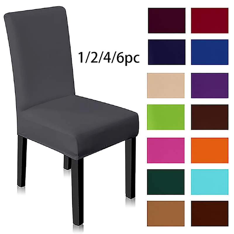 Elastic Chair Covers Solid Color Modern Plain Chair Cover Seat Cover Dining Hotel Wedding Banquet 1/2/4/6 Pcs