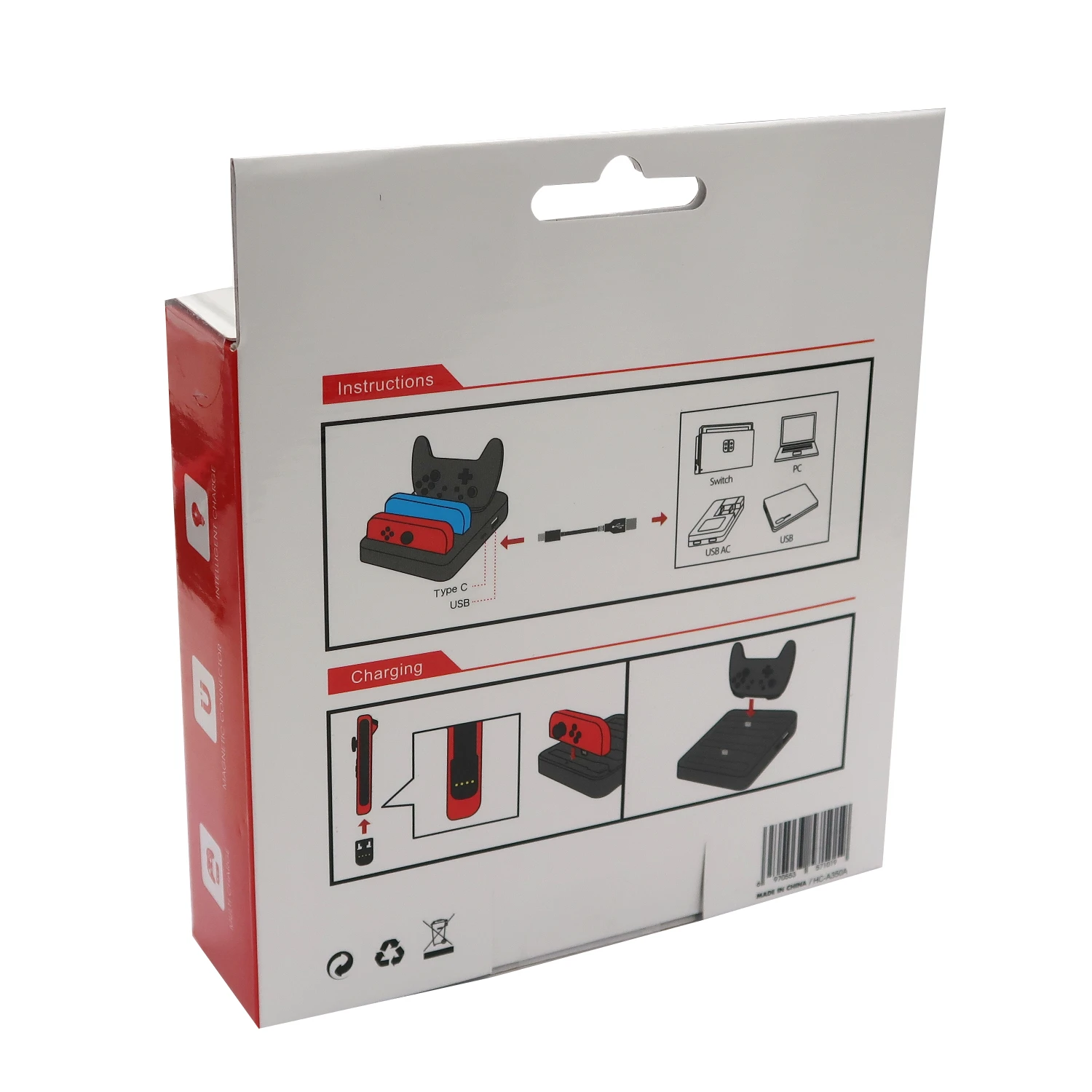 Зарядное устройство 7 в 1 подставка для контроллеров Nintendo Switch Joy-Con и Pro с кабелем