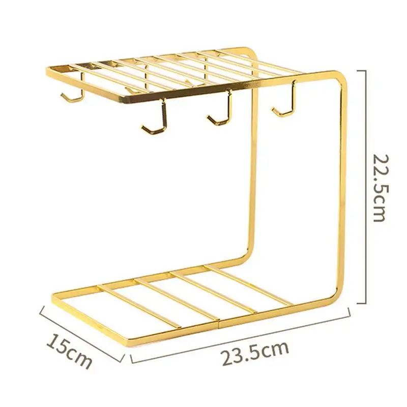 

Gold Stainless Steel Cup Holder Storage Rack For Mugs Coffee Cups Saucers Holder Tea Cup Hang Rack Home Room Decoration Organize