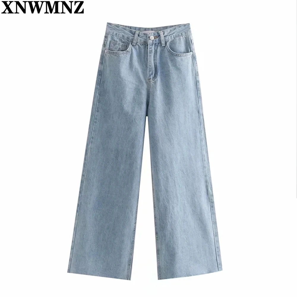 

Light Blue Denim Trousers Vintage Wide Leg Pants Women Korean Straight Long Pants High Waist Casual Loose With Belt 2021 Spring