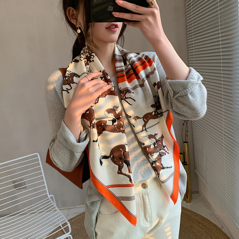 

2022 new Winter lady scarf quality shawl silk fashion scarf headscarf beach sunscreen bag headscarf scarf 90cm*90cm