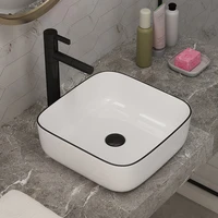 square basin sinks vessel above counter basin round wash basin ceramic wash basin bathroom single basin small white and black
