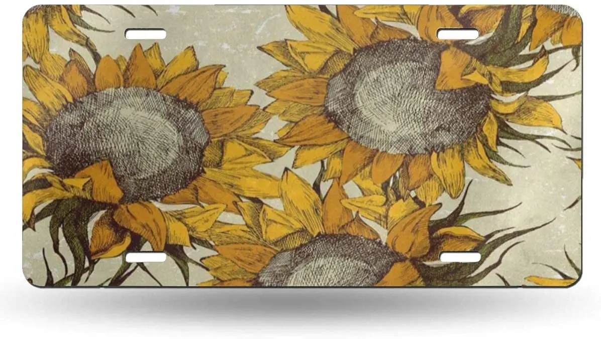 

yunsu Sunflowers License Plate,car Decor Personalise Tag,Novelty Car Front License Plate Metal Aluminum Car Plate 6 x 12 Inch
