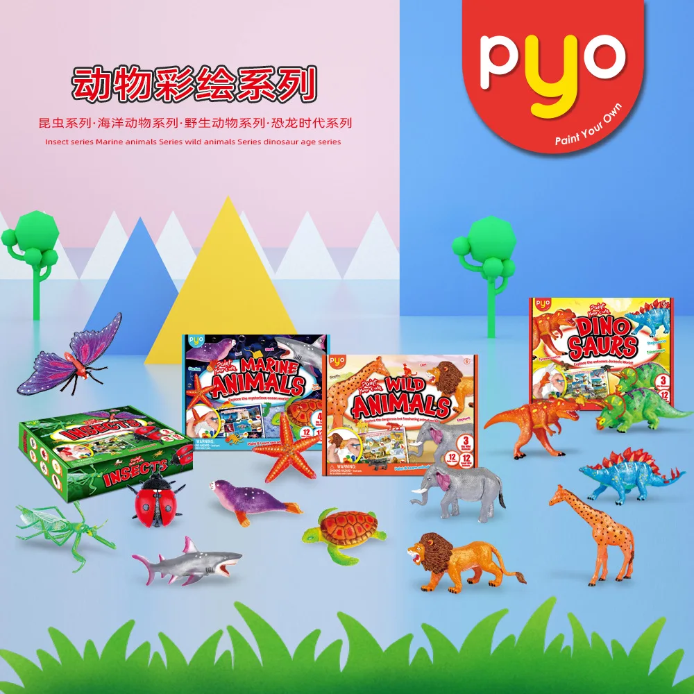 

Cross-Border New Children's DIY Toys Dinosaur Painting Set Simulation Animal Children's Graffiti DIY Painted Toys