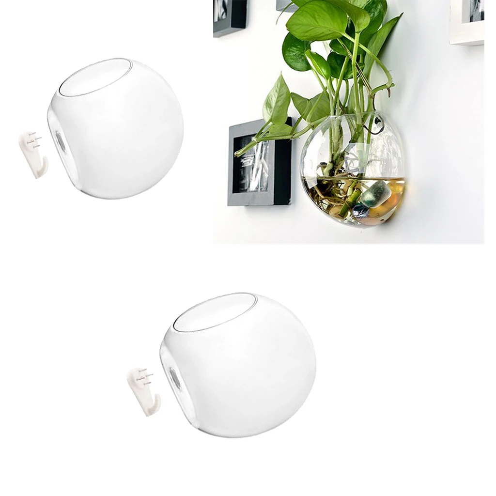 2 x Wall Mounted Transparent Glass Hydroponic Vase Terrarium Container - Ball 10cm | Дом и сад