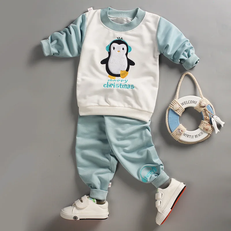 Комплект спортивной одежды для мальчиков и девочек Модный пуловер с принтом