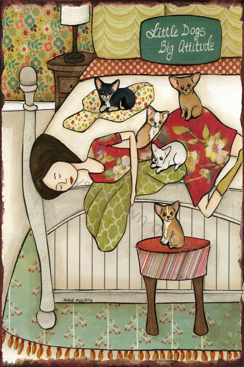 

Оловянная табличка с маленькими собаками, большой металлический знак, Настенный декор в стиле ретро, винтажный декор для художественного к...