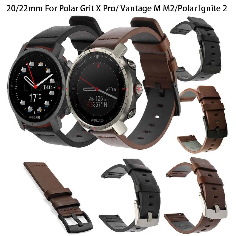 

Ремешок кожаный быстросъемный для Polar ignite 2 /Vantage M M2/Polar Unite/Grit X, 18 мм 20 мм 22 мм